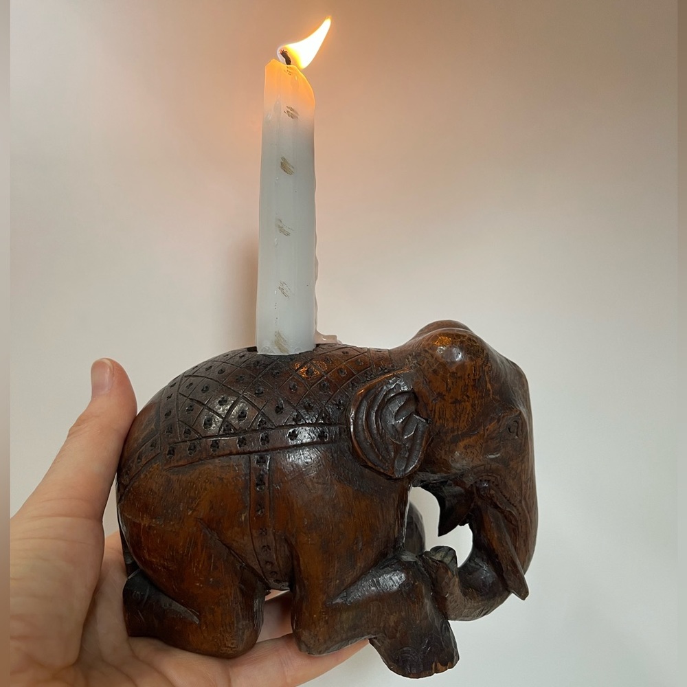 NOVICA Elephant of Old Siam Fair Trade
Mango Wood Candle Holder vintages